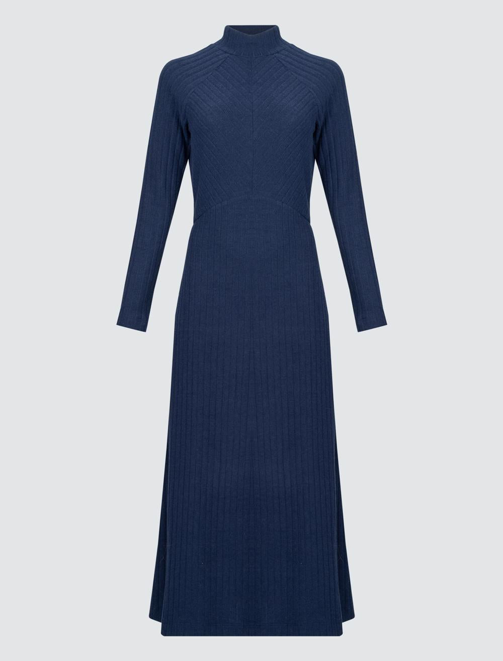 Loose Fit Polo Neck Long-Sleeve Dress - 4WW131723