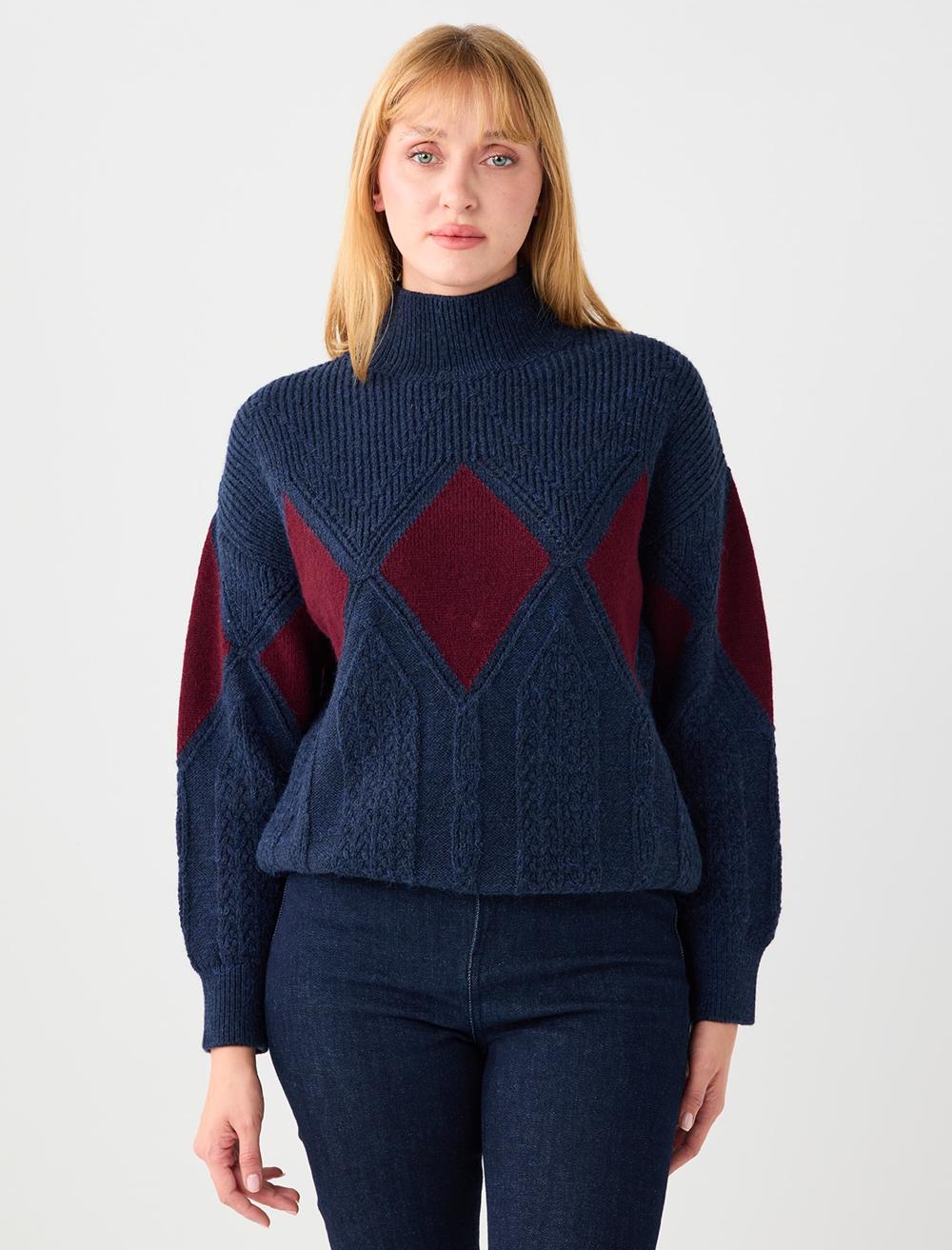 Polo Neck Long-Sleeve Pullover