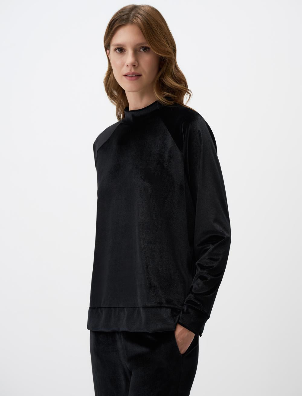Half Neck Long-Sleeve Sweatshirt - Black - 4WW361246900