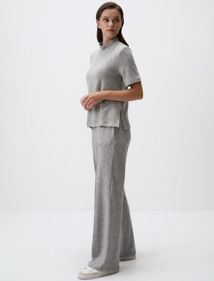 Regular Leg Knitted Pants with Elastic Waistband