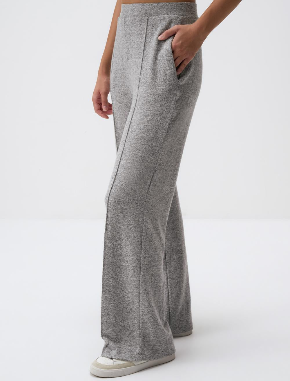 Regular Leg Knitted Pants with Elastic Waistband