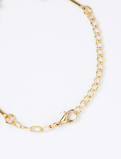 Clover-shaped Stone-detailed Adjustable Bracelet