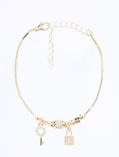 Lock Key Figured Charm Bracelet 