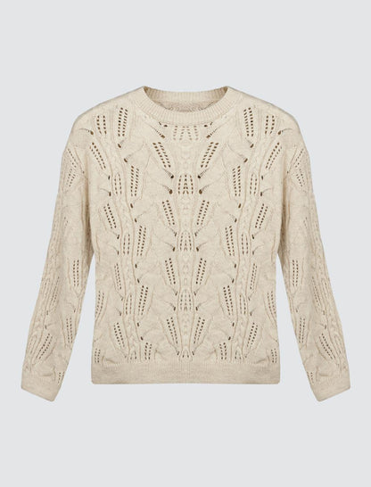 Crew-Neck Openwork Sweater