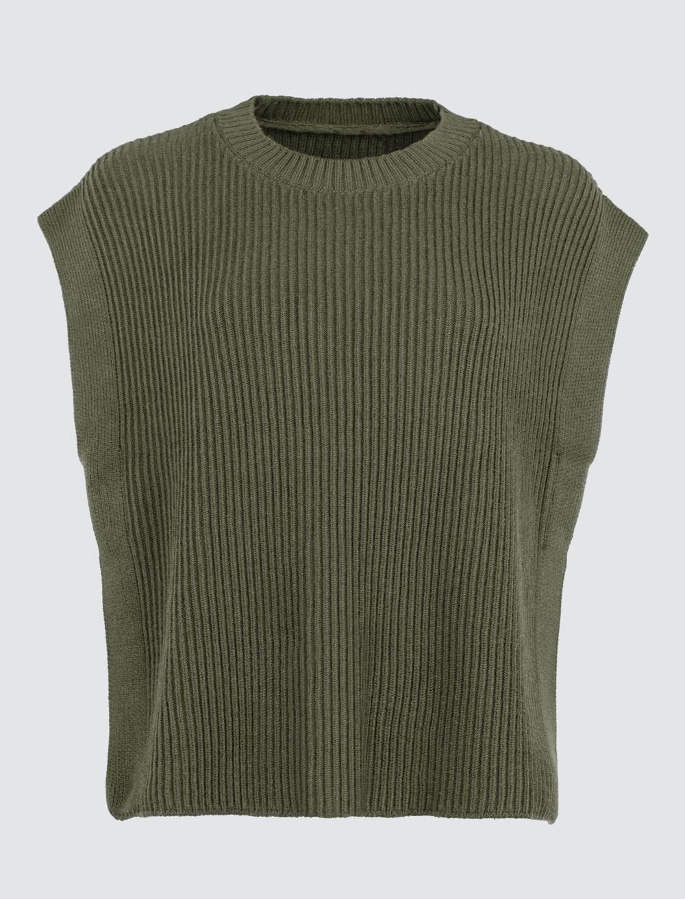 Crew Neck Tie Knit Sweater
