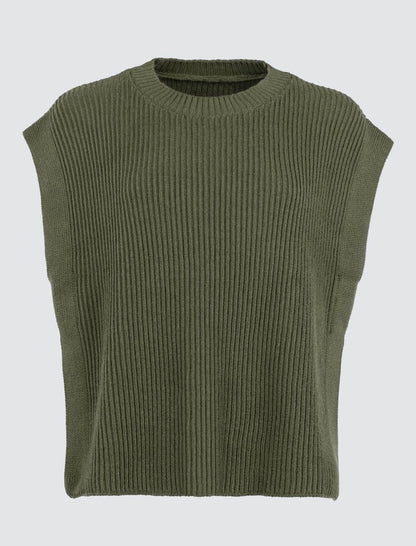 Crew Neck Tie Knit Sweater