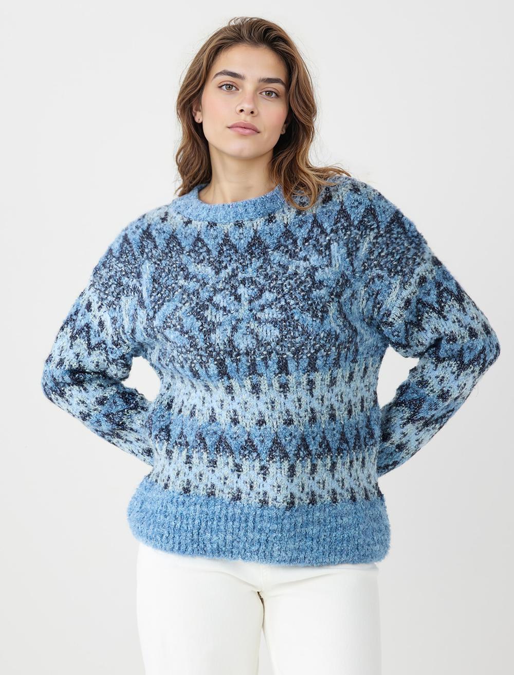 Crew Neck Long-Sleeve Pullover - 5WW134223