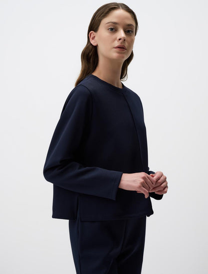 Crew Neck Short Basic Sweatshirt