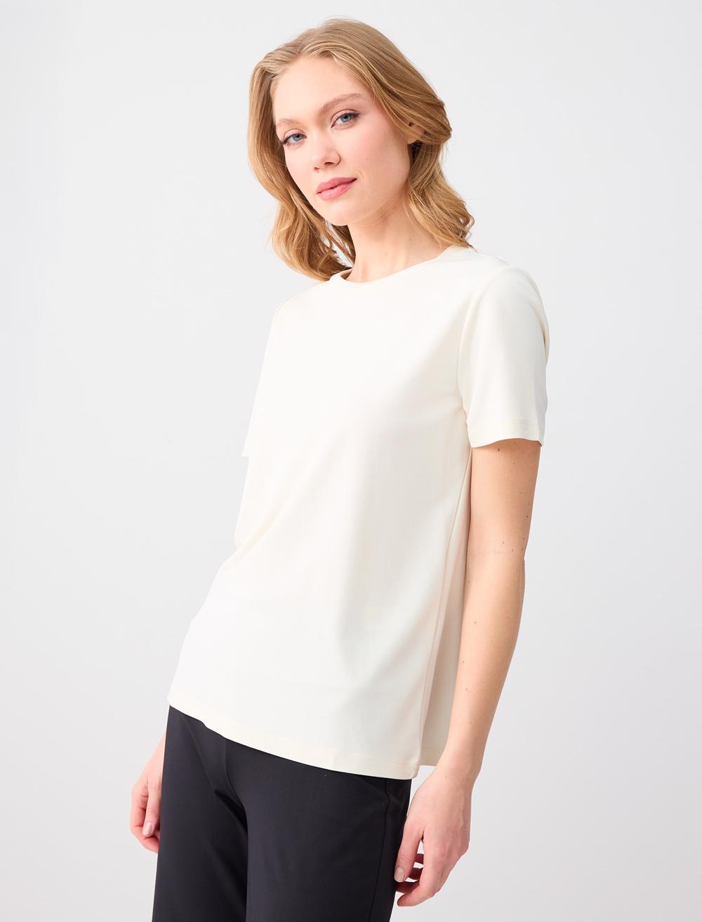 Bicycle Neck Short Sleeve Knitted Modal T-Shirt