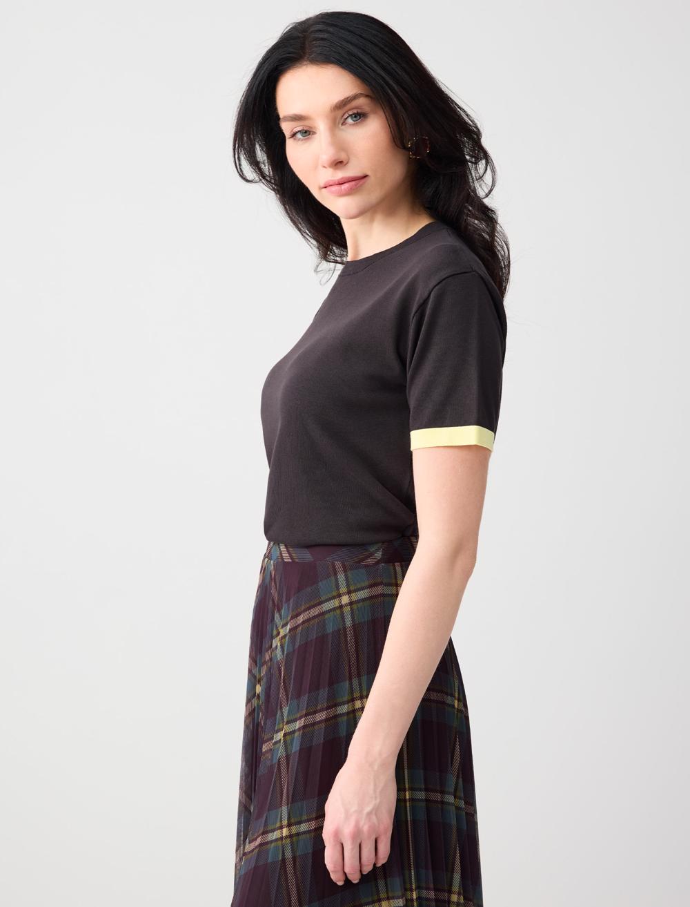 Crew Neck Short Sleeve Knit Blouse - 6SW035746