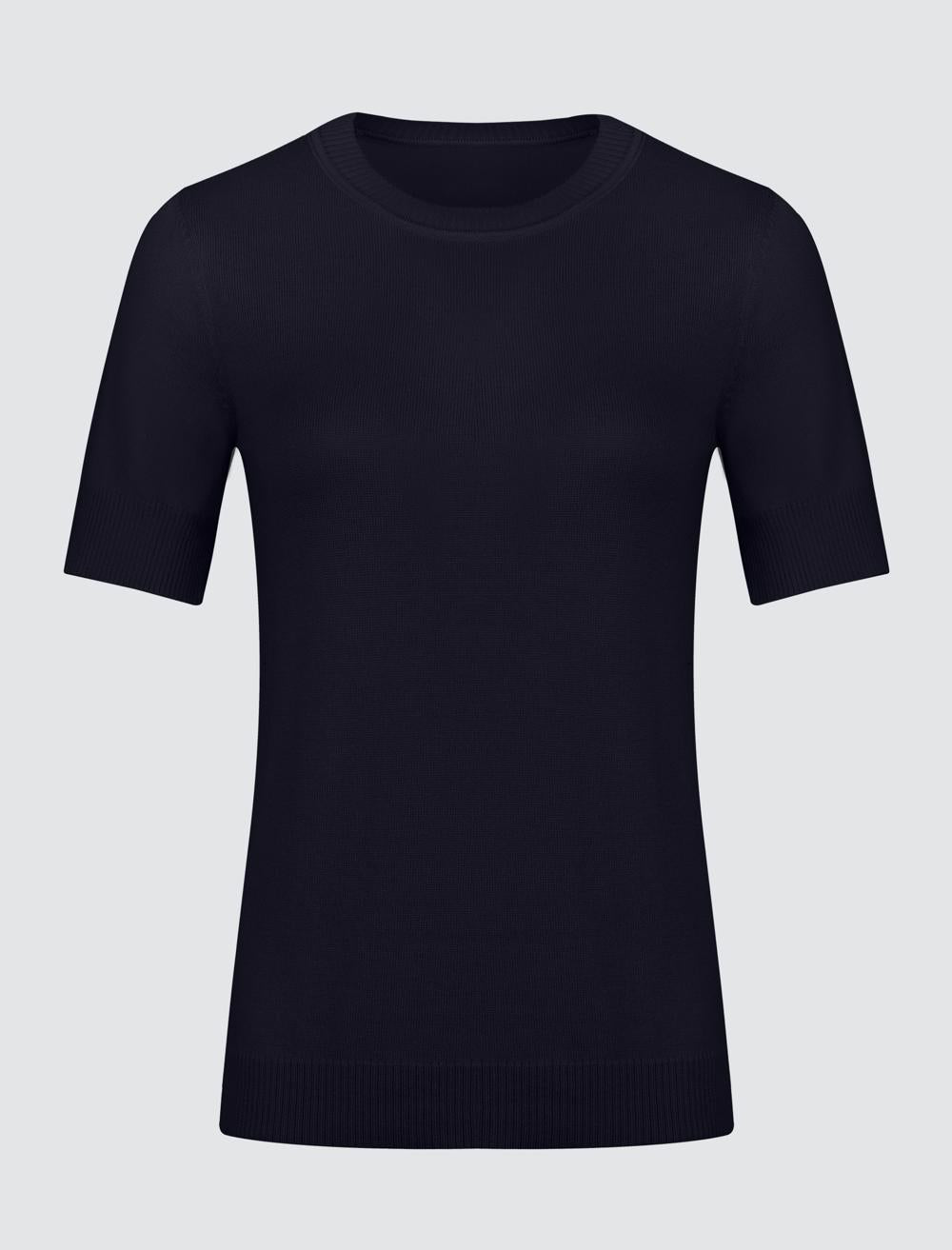 Crew Neck Short Sleeved Tricot Sweater - 5SW231729