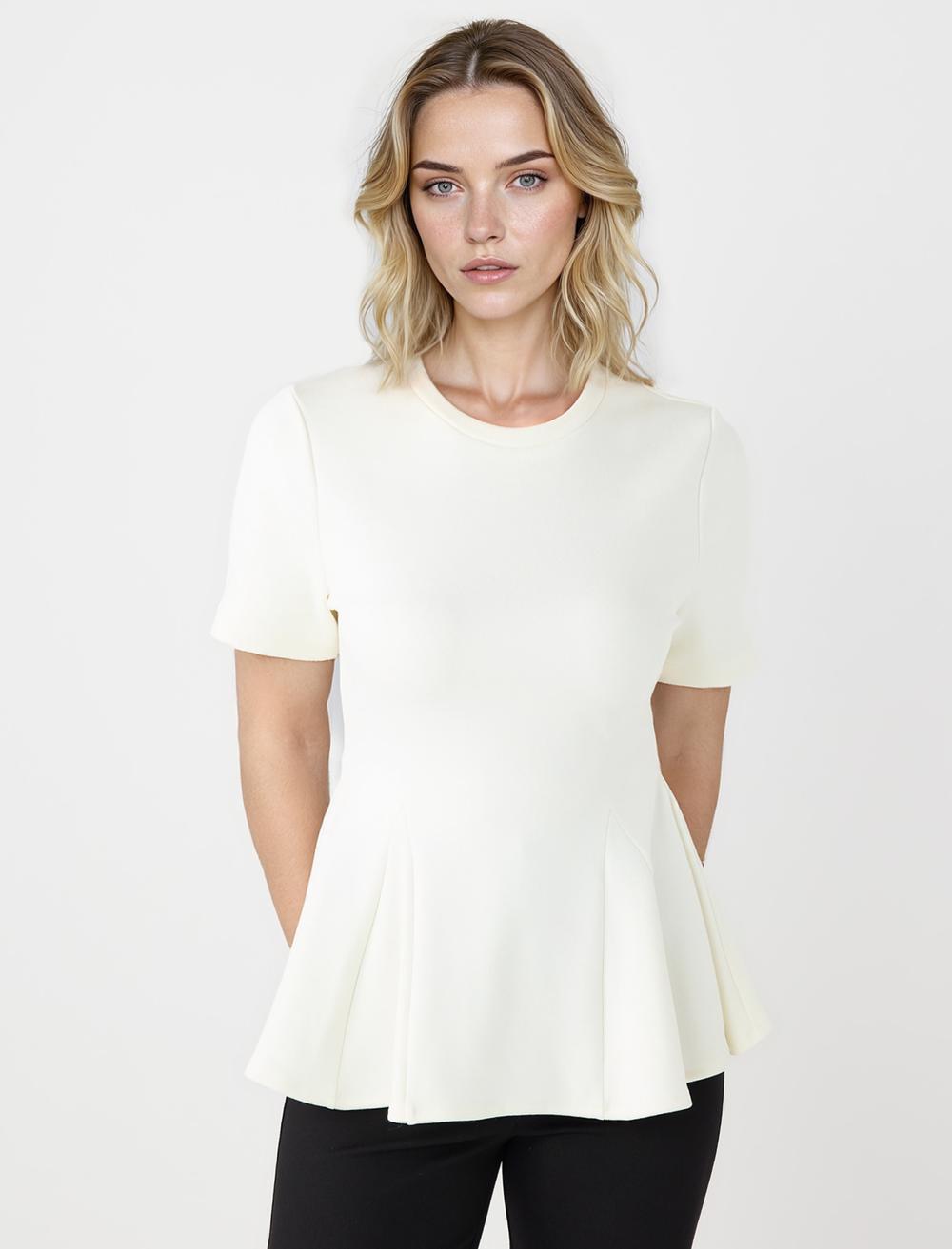 Crew Neck Short-Sleeve Blouse - 5WW035880