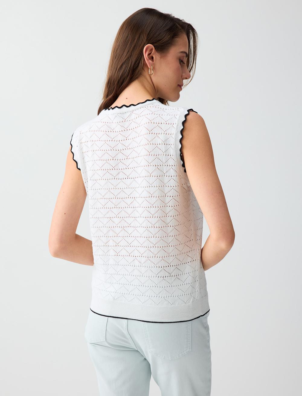 Normal Fit Crew Neck Blouse - White - 6SW036662100