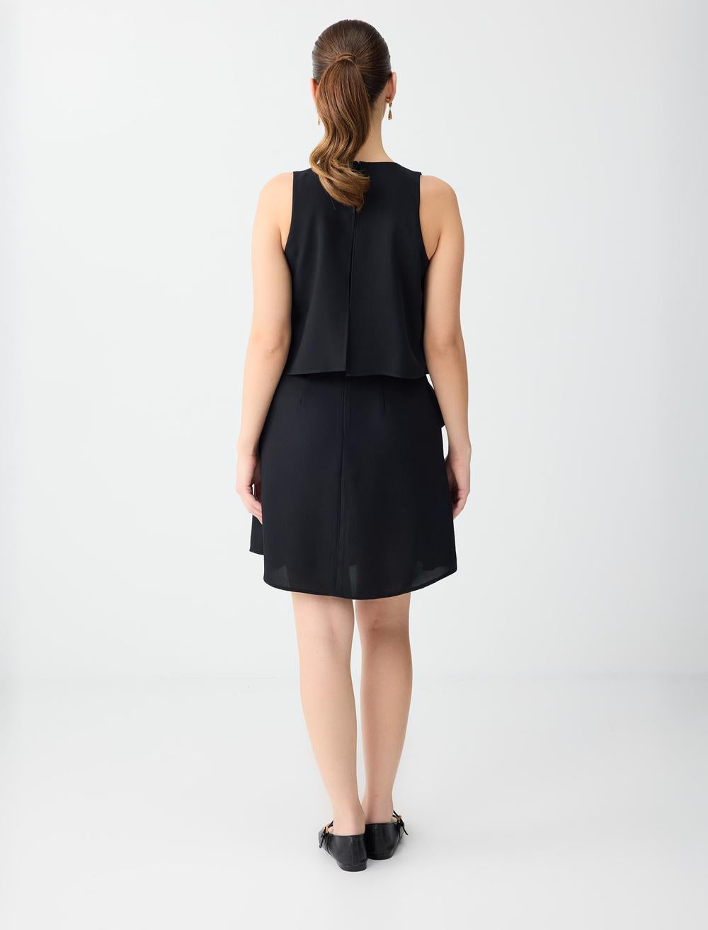 Normal Fit Crew Neck Sleeveless Dress - Black - 6SW066673900
