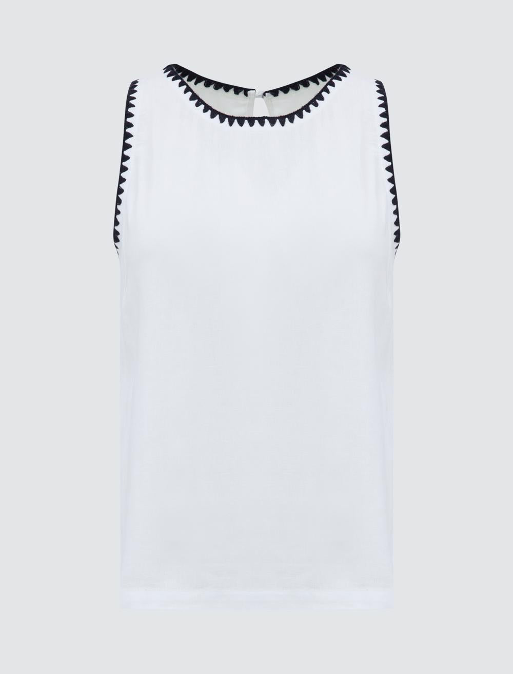 Loose Fit Crew Neck Sleeveless-Sleeve Blouse - 24SB044009