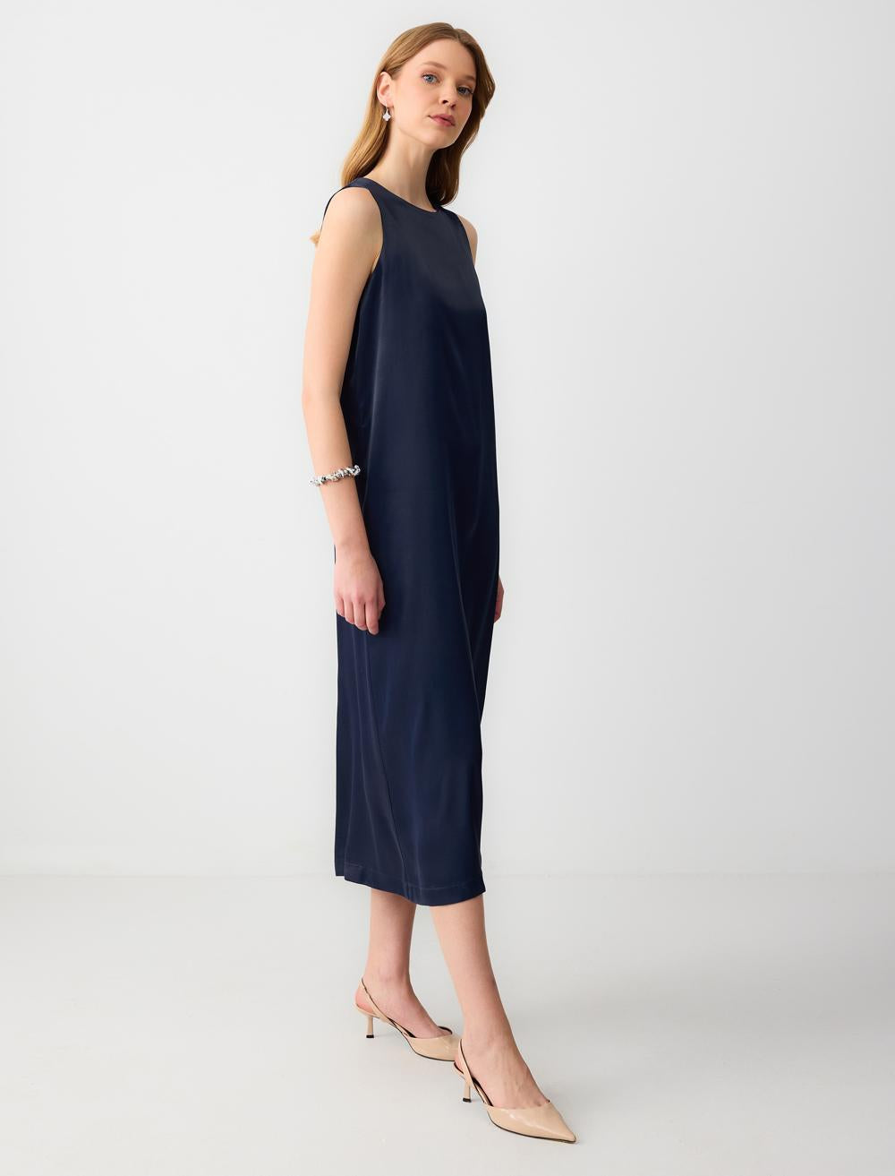 Crew Neck Sleeveless-Sleeve Dress - 5SW062996