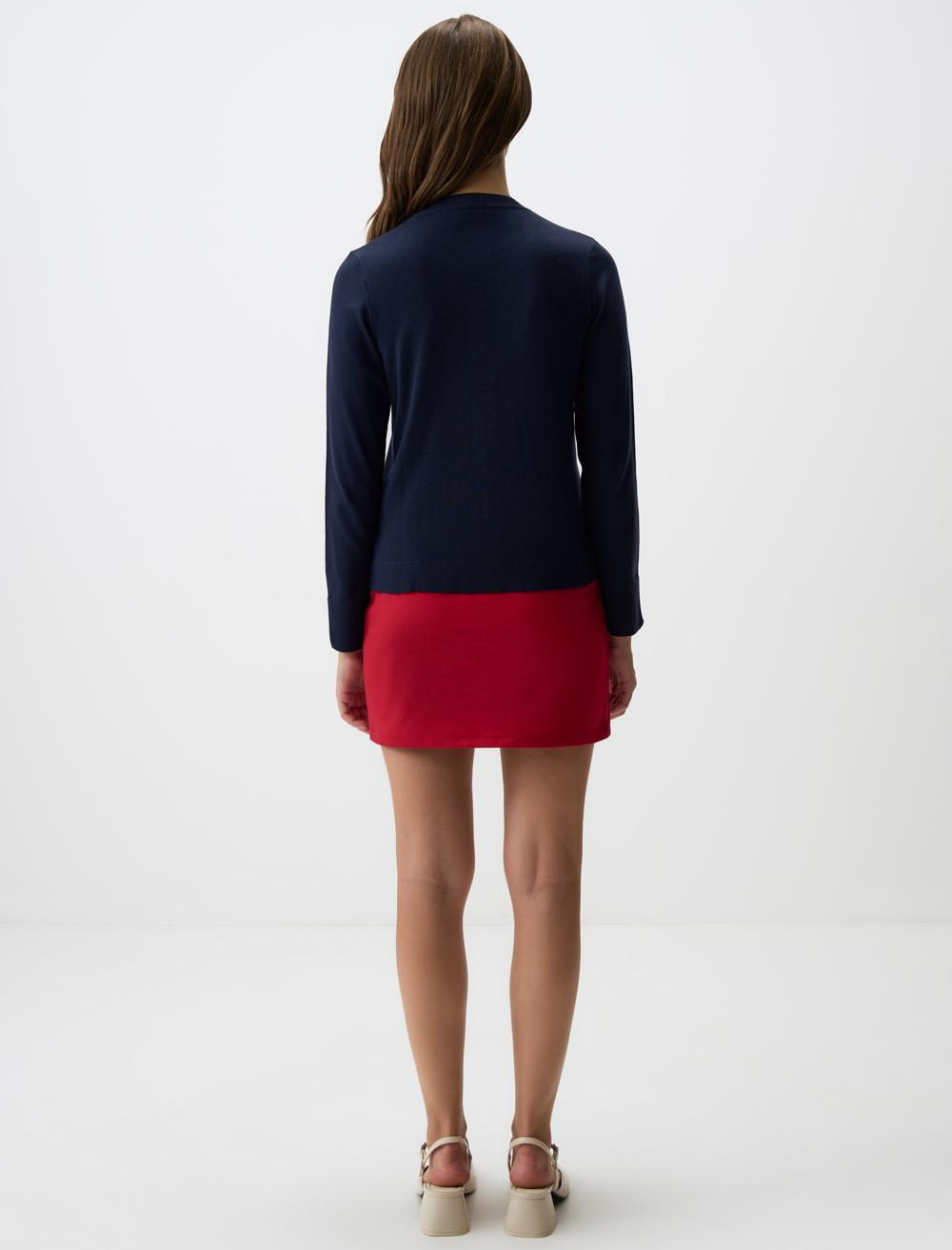 Slim Fit Crew Neck Long-Sleeve Cardigan - 4WW03200594