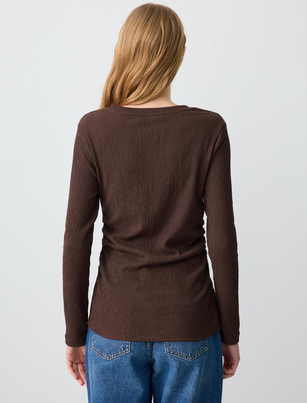 Crew Neck Long-Sleeve Blouse - 5SW033340