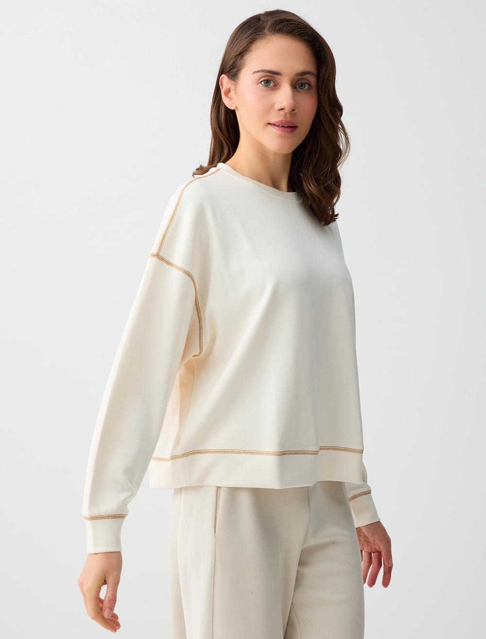Loose Fit Crew Neck Long-Sleeve Sweatshirt - 5WW235288