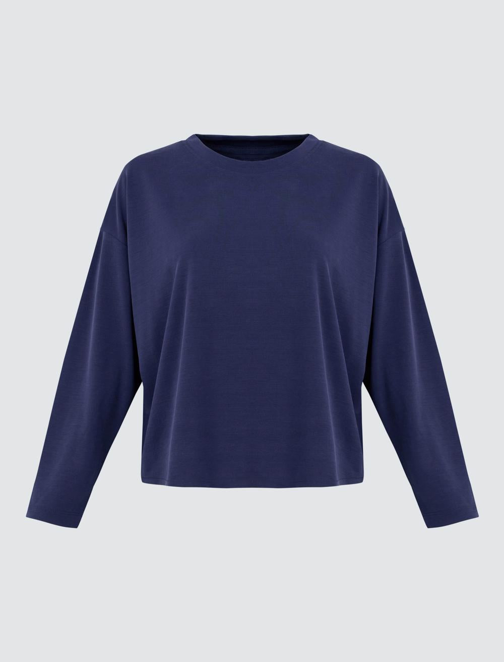 Loose Fit Crew Neck Long Sleeved Comfy Jersey Sweatshirt