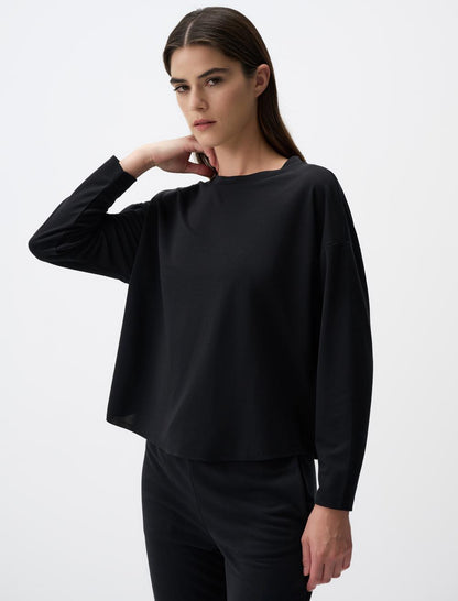 Loose Fit Crew Neck Long Sleeved Comfy Jersey Sweatshirt