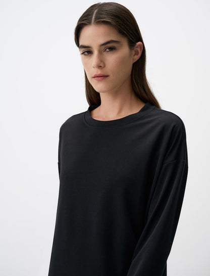 Loose Fit Crew Neck Long Sleeved Comfy Jersey Sweatshirt
