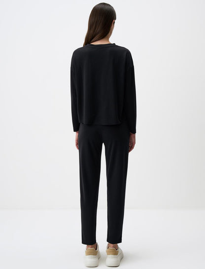 Loose Fit Crew Neck Long Sleeved Comfy Jersey Sweatshirt