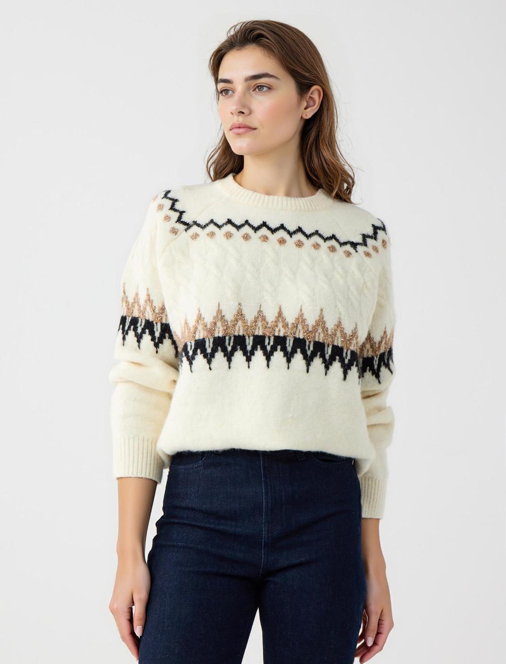 Crew Neck Long-Sleeve Pullover - 5WW134219