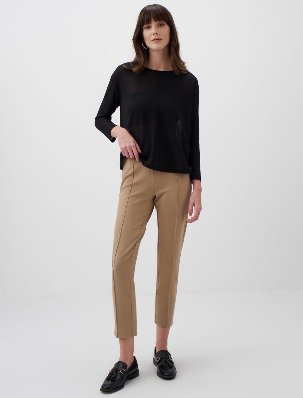 Round Neck Long Sleeve Blouse - 23WB054002
