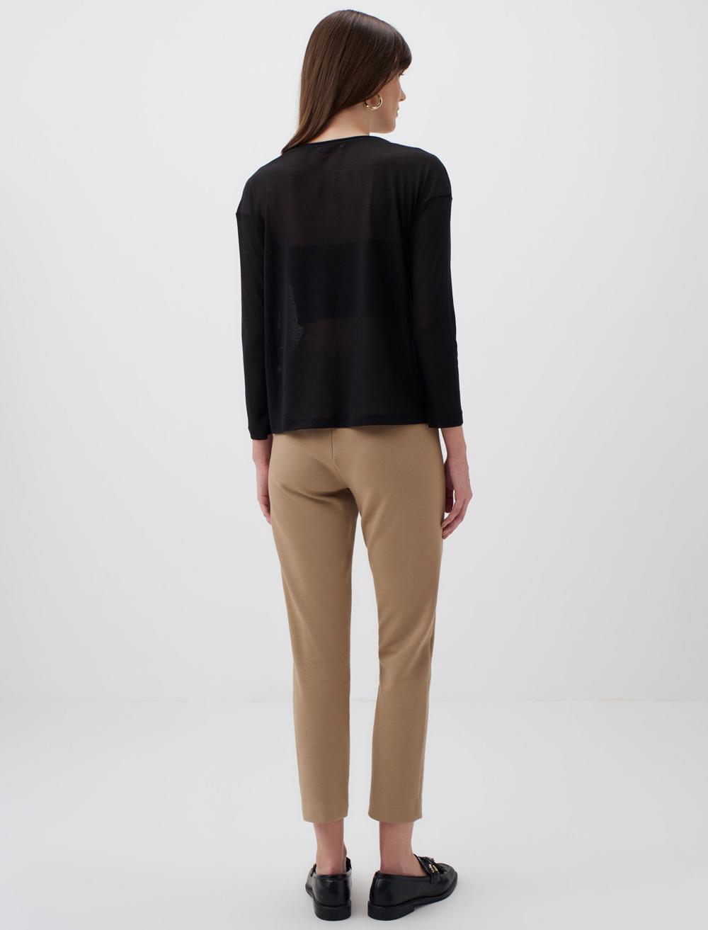Round Neck Long Sleeve Blouse - 23WB054002