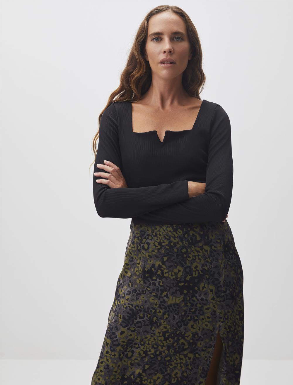 Square Neck Long Sleeve Stylish Basic Blouse