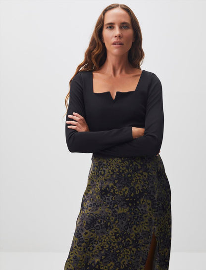 Square Neck Long Sleeve Stylish Basic Blouse