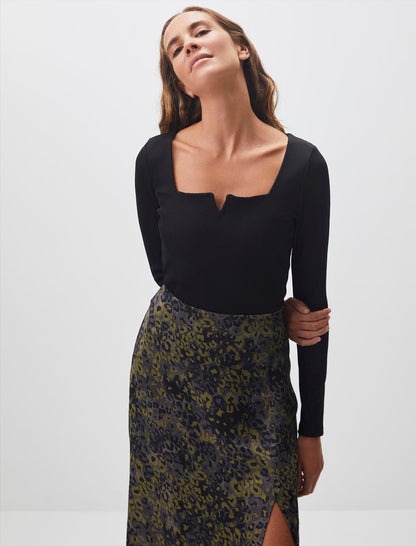 Square Neck Long Sleeve Stylish Basic Blouse