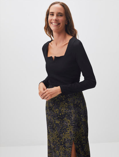 Square Neck Long Sleeve Stylish Basic Blouse