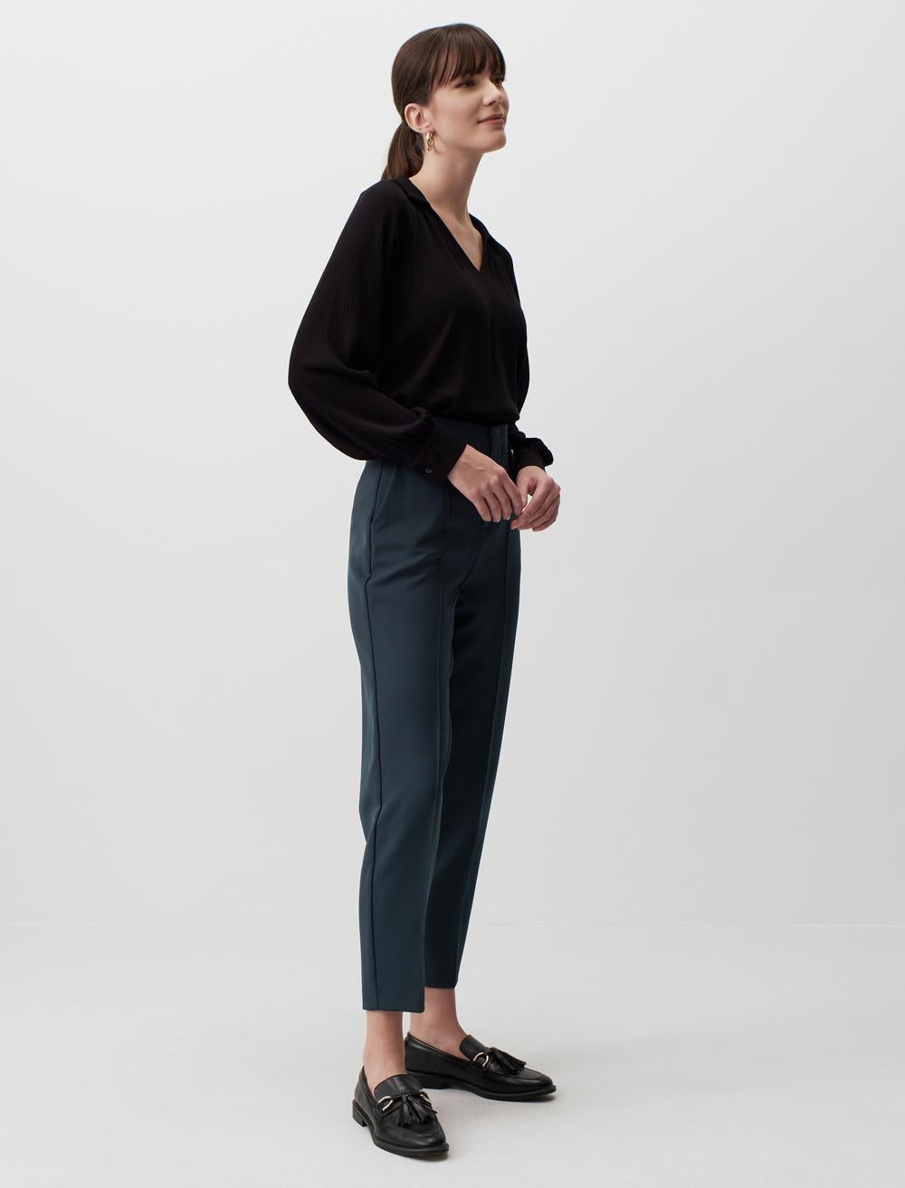 Polo Collar Long Sleeve Elegant Blouse - 24SB035085