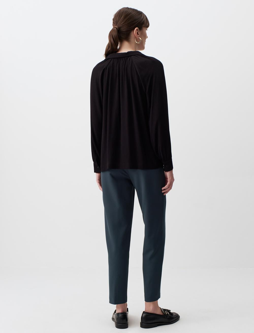 Polo Collar Long Sleeve Elegant Blouse - 24SB035085