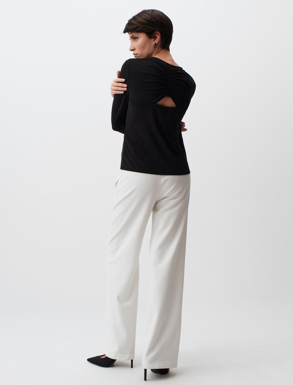 Long Sleeve Blouse with Back Detail - 24SB036069