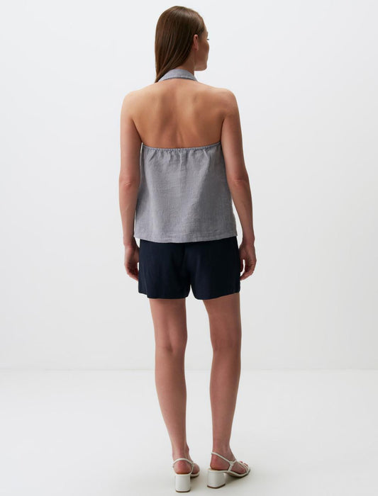 Linen Blouse Tied at the Neck