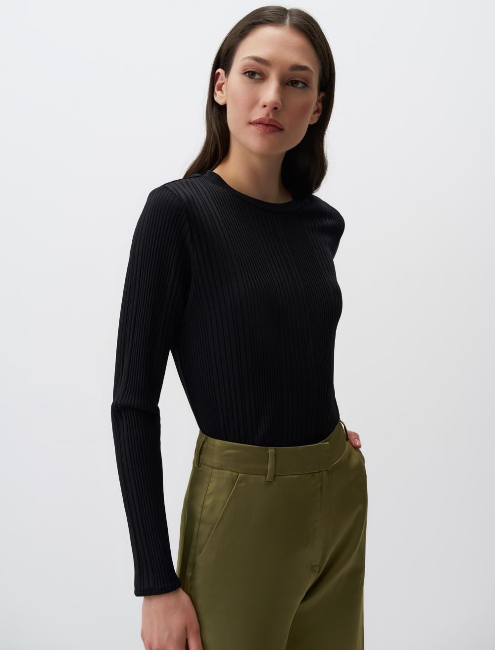 Long Sleeve Crew Neck Basic Blouse