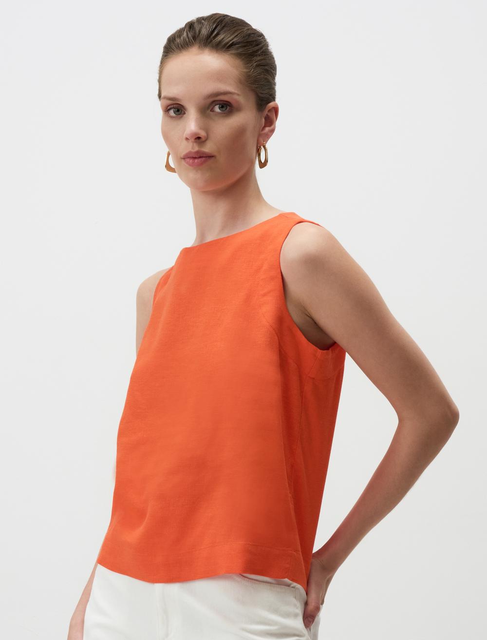 Crew Neck Sleeveless-Sleeve Blouse - 24SB055301V2