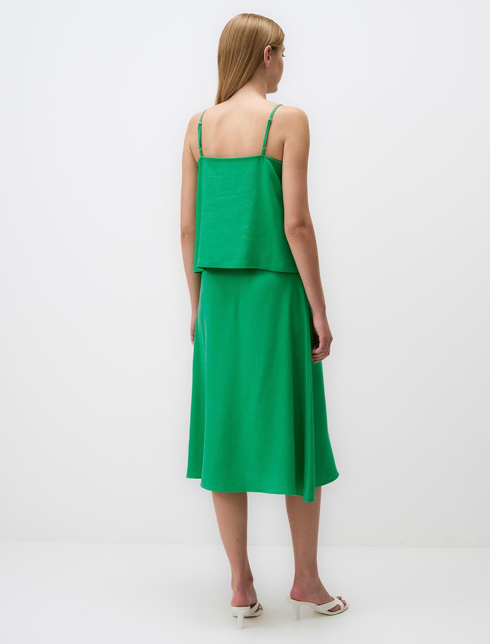Loose Fit V-Neck Spaghetti Straps-Sleeve Blouse - 4SW072104