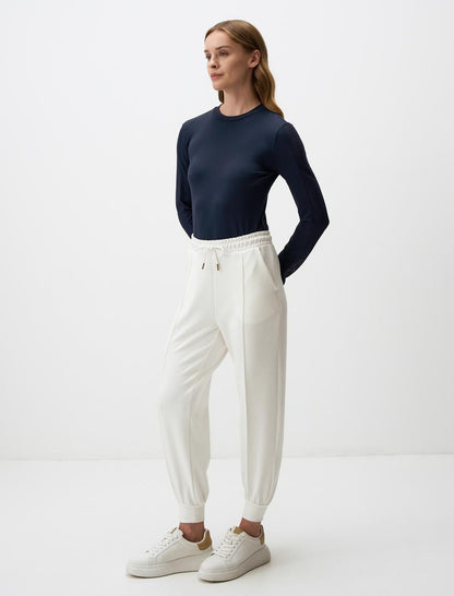 Crew-Neck Blouse with Openwork Sleeves