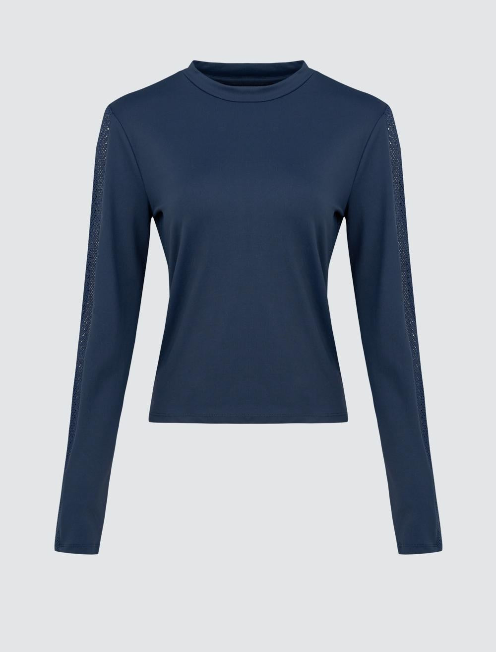 Crew Neck Long-Sleeve Blouse - 4WW02070971