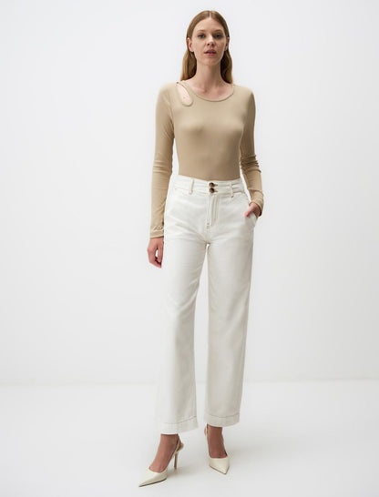 Round Neck Slim Fit Long Sleeve Blouse