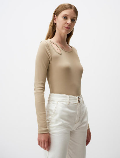 Round Neck Slim Fit Long Sleeve Blouse