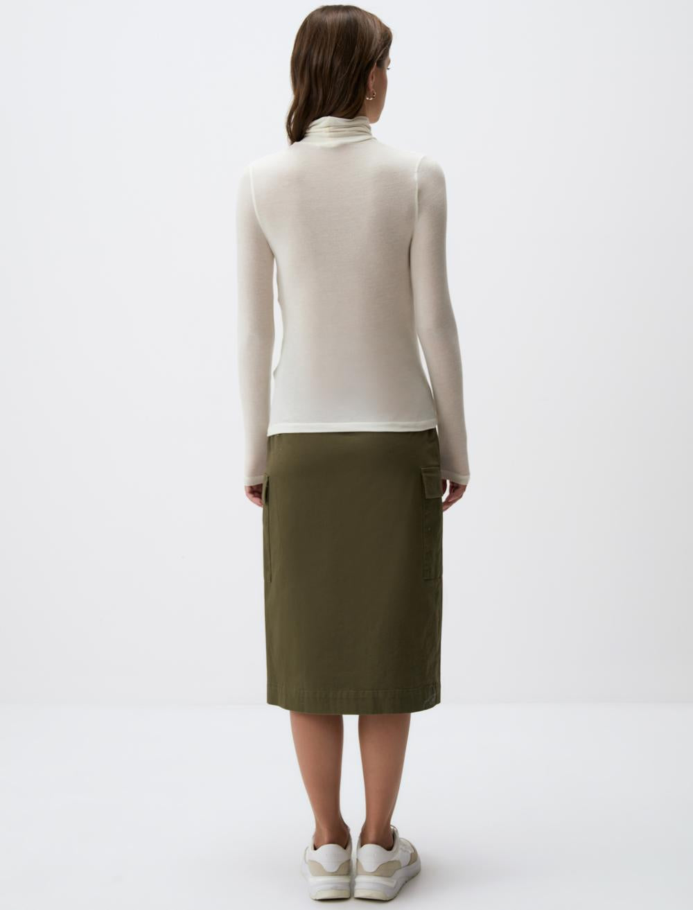 Slim Fit Polo Neck Long-Sleeve Blouse - 4WW071466