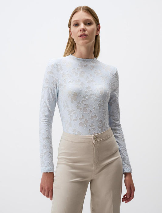 Zero Neck Slim Fit Patterned Blouse