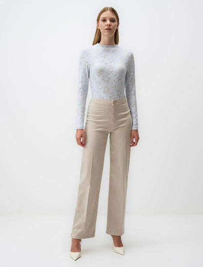 Zero Neck Slim Fit Patterned Blouse