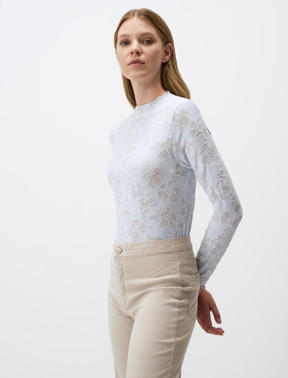 Zero Neck Slim Fit Patterned Blouse
