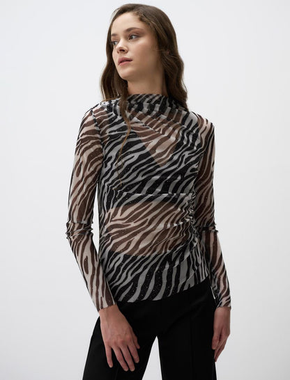 Zero Neck Leopard Print Blouse
